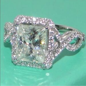 10ct Silver Plated Lab Diamond Princess Cut ring